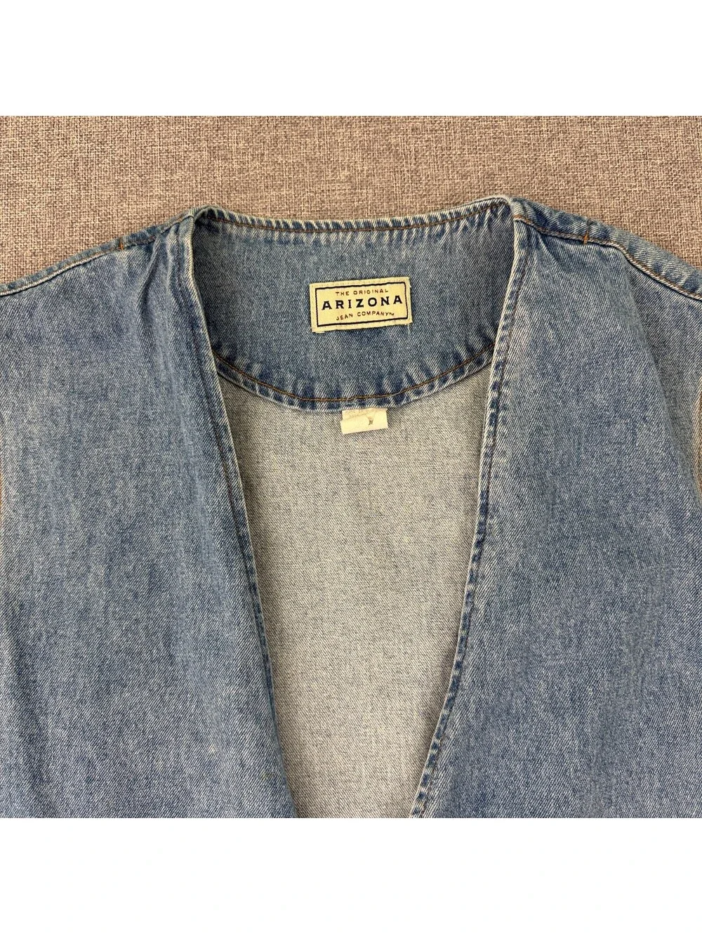 Vintage 90s Arizona Jean Co Denim Vest Size Large Western Buckle Back 3 Button